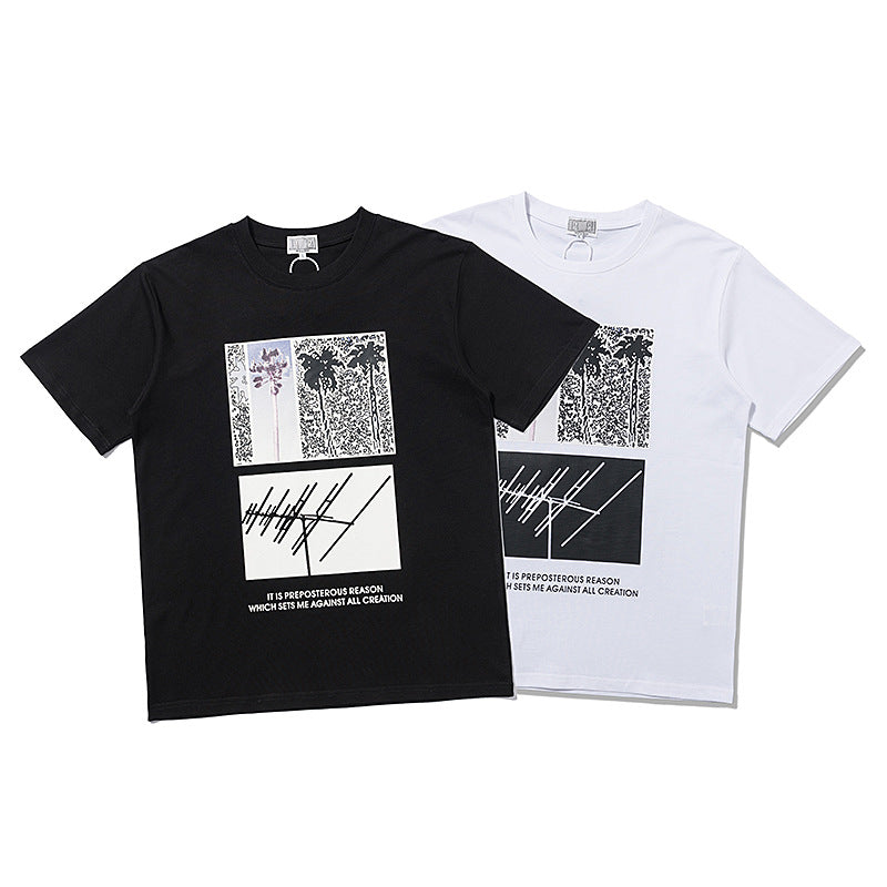 C.e t shirts black and white creative photo men's and women's short sleeves