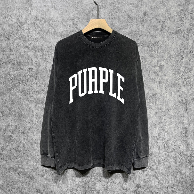 Purple Brand Distressed Long Sleeve Shirt Fashion Distressed Loose Long-sleeved Top