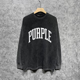 Purple Brand Distressed Long Sleeve Shirt Fashion Distressed Loose Long-sleeved Top