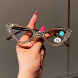 Trendy punk glasses rhinestone retro cat eye anti-blue light