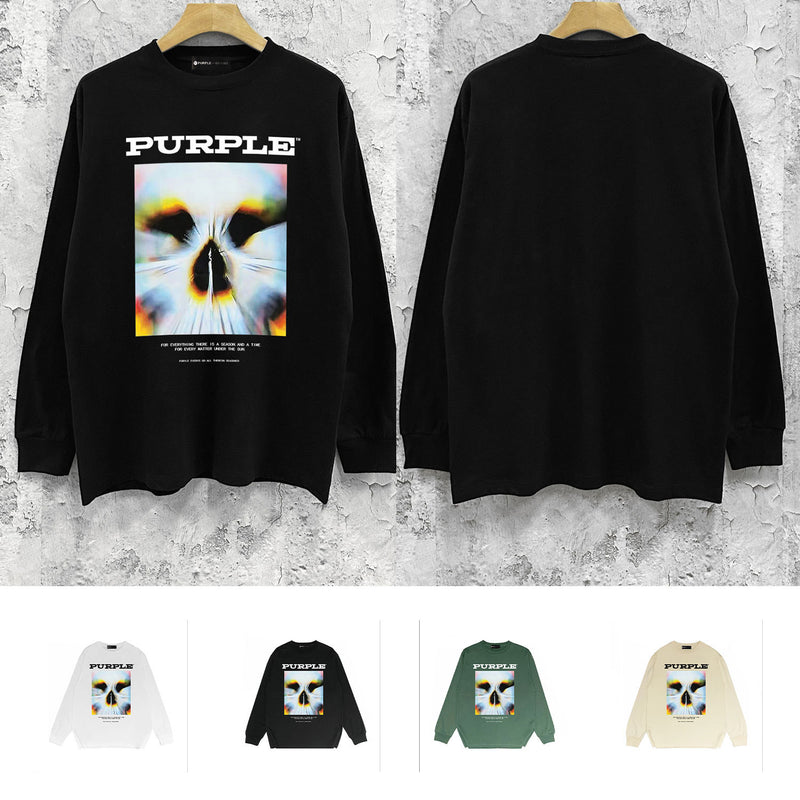 Purple Brand Long Sleeve T-Shirt Fashion Loose Long Sleeve Top