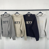 Fog Essentials Hoodie Flocking Logo '1977'kua Loose Fleece Sweater