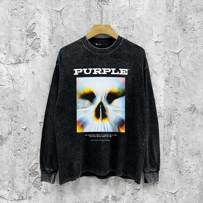 Purple Brand Distressed Long Sleeve Shirt Fashion Distressed Loose Long-sleeved Top