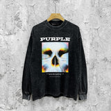 Purple Brand Distressed Long Sleeve Shirt Fashion Distressed Loose Long-sleeved Top