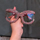 Trendy punk glasses full of diamonds