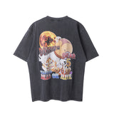 Mens Vintage T-Shirts Cartoon Wash Loose