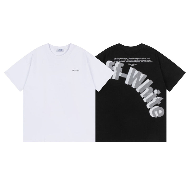 Off White T Shirts OW Three-dimensional Letter Pattern Crew Neck Pullover Short Sleeve