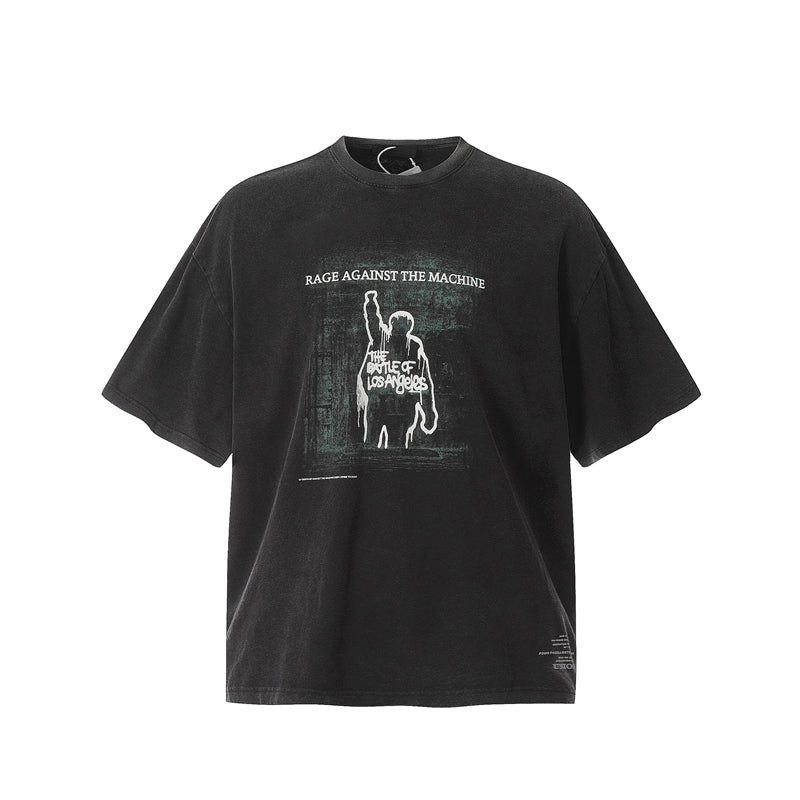 Men Vintage T-Shirts Vintage Vintage Battle of the Gods Wash T-Shirt Loose Short Sleeves