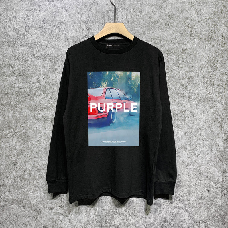 Purple Brand Long Sleeve T-Shirt Fashion Loose Long Sleeve Top