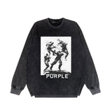 Purple Brand Distressed Long Sleeve Shirt Fashion Distressed Loose Long-sleeved Top