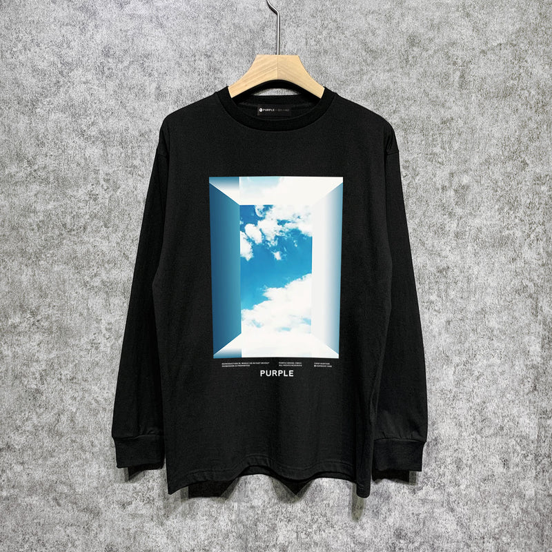 Purple Brand Long Sleeve T-Shirt Fashion Loose Long Sleeve Top