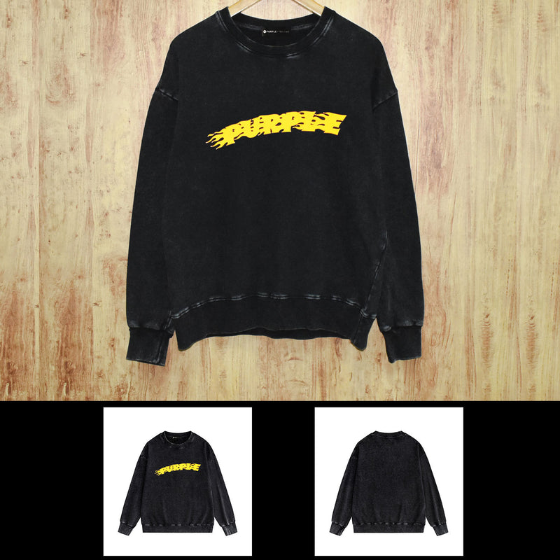 Purple Brand Distressed Sweatshirt Retro Vintage Crew Neck Sweater