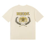 Rhude T Shirt Wheat Ear Badge Short Sleeve T-Shirt