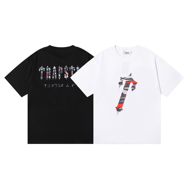 Trapstar T Shirts Trapstar Red Camouflage Print Casual Short Sleeve T-Shirt