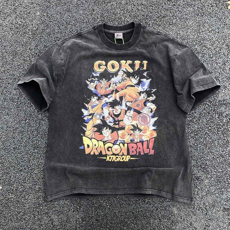Mens Vintage T-Shirts SAINT MICHAEL CHO Dragon Ball Goku Vintage Short Sleeve Vintage