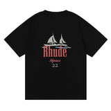 Rhude T Shirt Los Angeles RHUDE Sailing Letter Print Short Sleeve T-Shirt