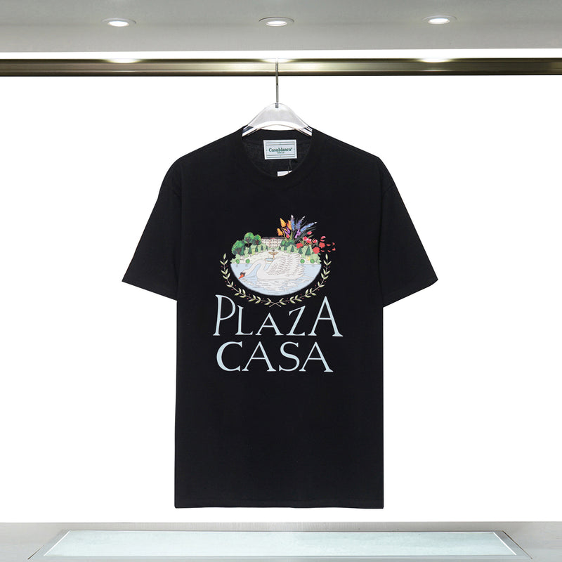 Casablanca T Shirts Spring/Summer Print Loose Cotton Short Sleeve T-Shirt