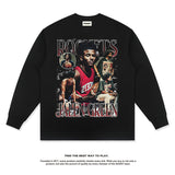 Nba Long Sleeved Shirt Autumn and Winter Jay Green American Street Fashion Brand round Neck Long Sleeve T-shirt