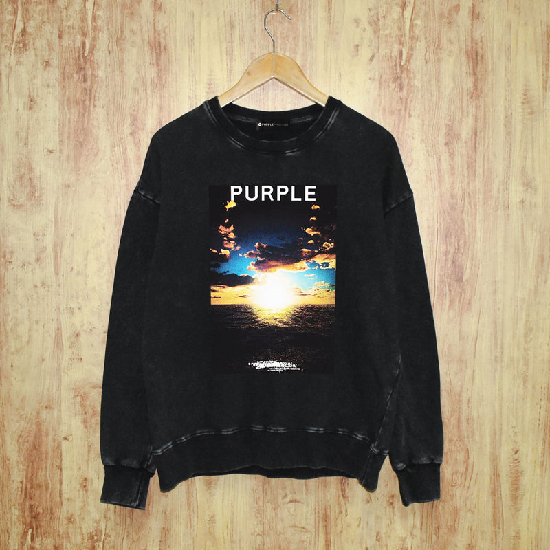 Purple Brand Distressed Sweatshirt Retro Vintage Crew Neck Sweater