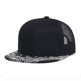 Trendy flat brimmed hat breathable mesh