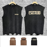 Purple Brand Distressed Tank T Shirts Distressed Sleeveless T-shirt Vest