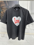 Mens Vintage T-Shirts Saint Michael "LOVE" Love Pattern Washed Black Tee