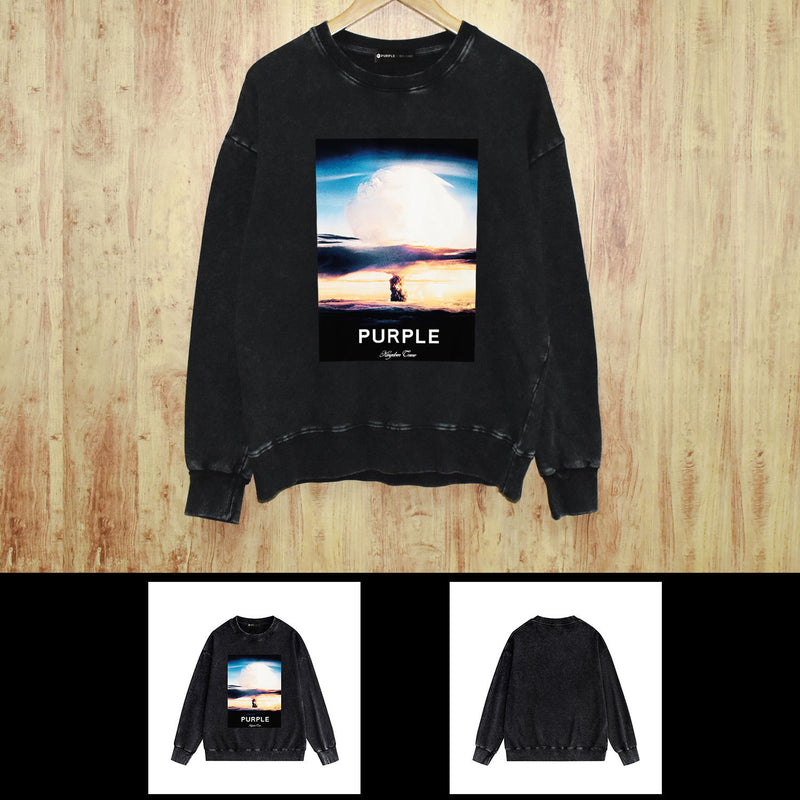 Purple Brand Distressed Sweatshirt Retro Vintage Crew Neck Sweater