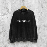 Purple Brand Distressed Sweatshirt Retro Vintage Crew Neck Sweater