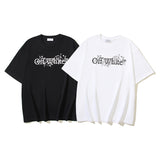 Off White T Shirts OW Branches Letter Print Crew Neck Pullover Short Sleeves