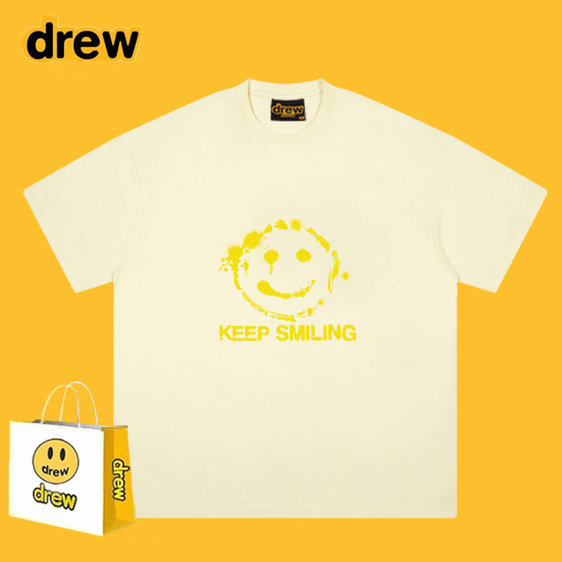 Drew T Shirts Smiley Face Short Sleeve Fashion Printed T-shirt