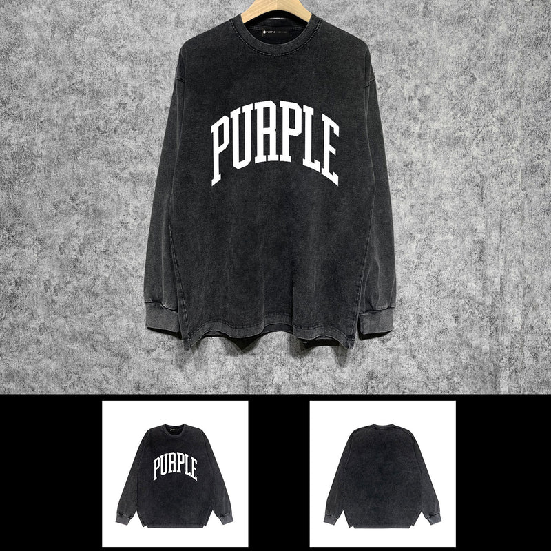 Purple Brand Distressed Long Sleeve Shirt Fashion Distressed Loose Long-sleeved Top