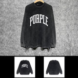 Purple Brand Distressed Long Sleeve Shirt Fashion Distressed Loose Long-sleeved Top