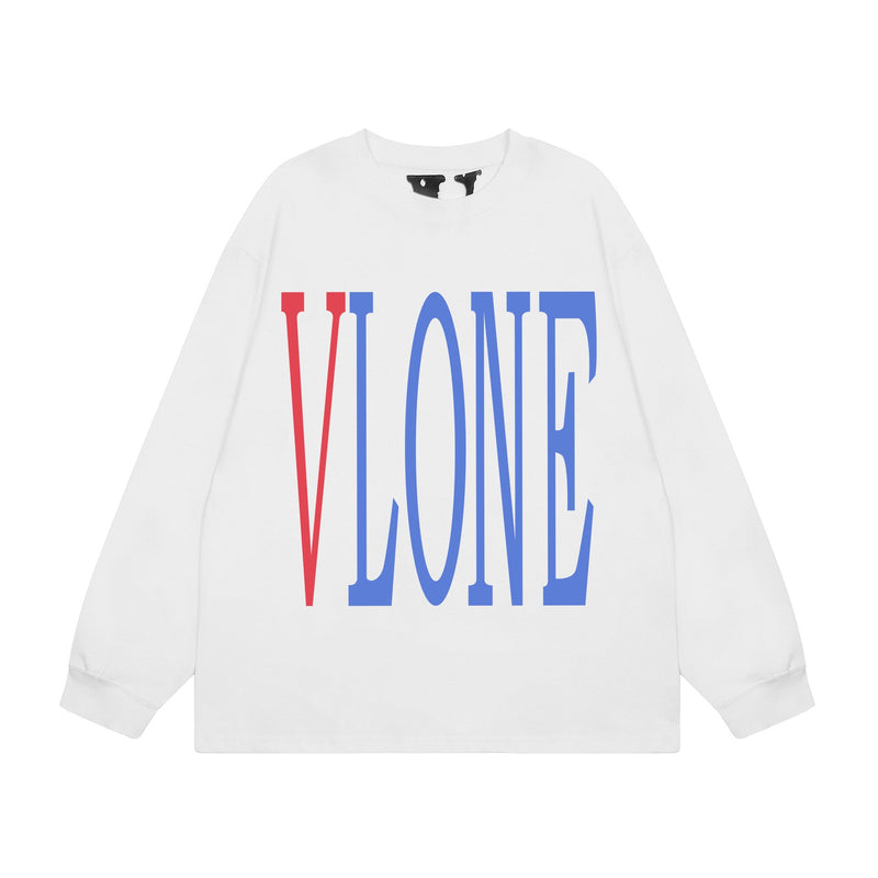 Vlone Sweatshirts Autumn and Winter Blue and Red Big V Letter Crew Neck
