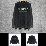 Purple Brand Distressed Long Sleeve Shirt Fashion Distressed Loose Long-sleeved Top