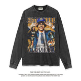 Nba Long Sleeve Shirt Poole Basketball Washed Distressed Long Sleeve T-shirt Cotton Loose