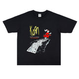 Rock Star T Shirt Korn Band Rock Print Personalized T-shirt Short Sleeve Loose Cotton Men and Women
