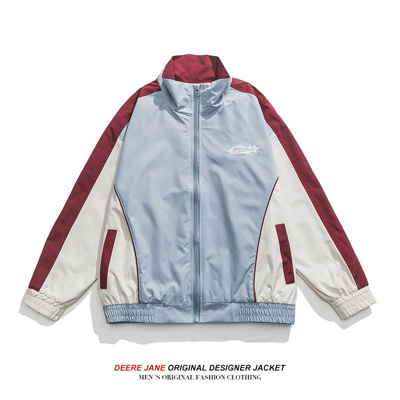 Men Jacket Spring Splicing Coat Men's Loose All-Match Sports Leisure