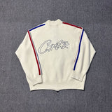 Corteiz Jacket Zipper Red and Blue Hem Cardigan