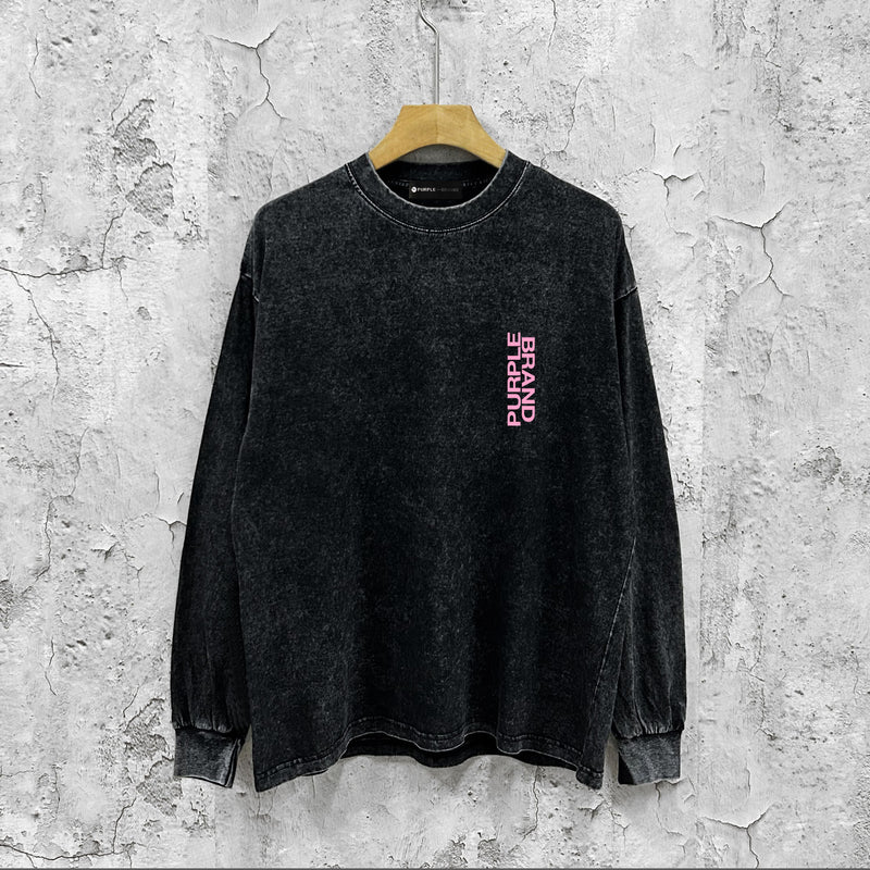 Purple Brand Distressed Long Sleeve Shirt Fashion Distressed Loose Long-sleeved Top