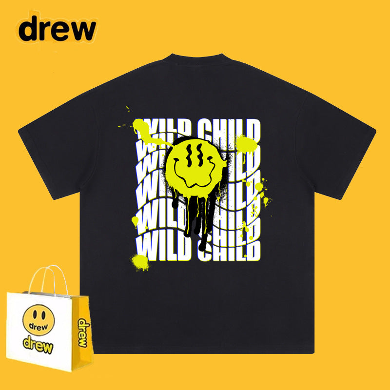 Drew T Shirts Smiley Face Alphabet Graffiti Print