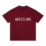 Fog Essentials T Shirts Autumn and Winter FOG Double Line Flocking Letter Crew Neck Short Sleeves
