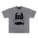 Purple Brand Distressed T Shirts Short Sleeve