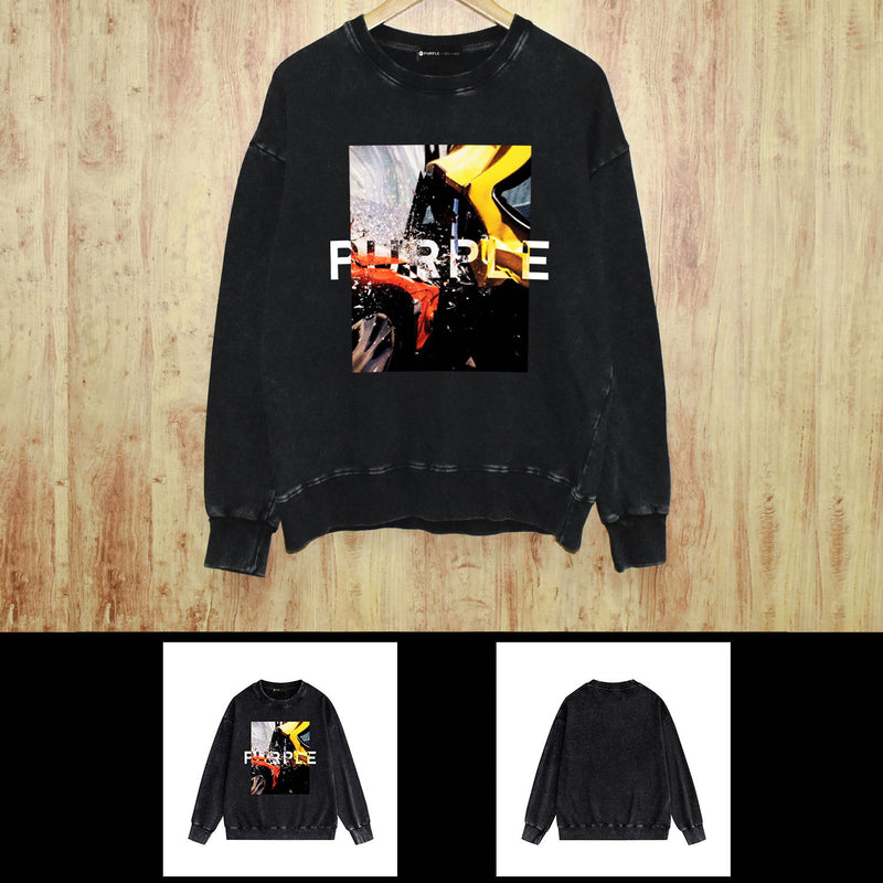 Purple Brand Distressed Sweatshirt Retro Vintage Crew Neck Sweater