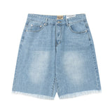 Gallery Dept Denim Shorts Washed Hand Painted Ink Splashed Denim Shorts