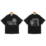 Rhude T Shirt Micro Label Letter Logo Line Pattern Short Sleeve T-Shirt Loose