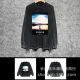 Purple Brand Distressed Long Sleeve Shirt Fashion Distressed Loose Long-sleeved Top