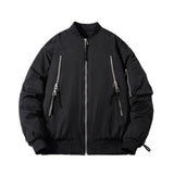 Mens Vintage Jackets Zip Baseball Collar Thermal Bomber Jacket