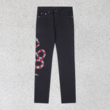 Amiri Jeans Red Belly Brocade Stretch Jeans