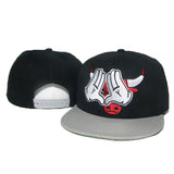Trendy flat brimmed hat hands bull bull