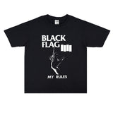 Rock Star T Shirt Punk Rock Black Absorbance Cloth Band Print Loose Cool T-shirt Short Sleeve Men and Women